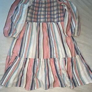 Striped Multicolor Smocked Dress NWT
